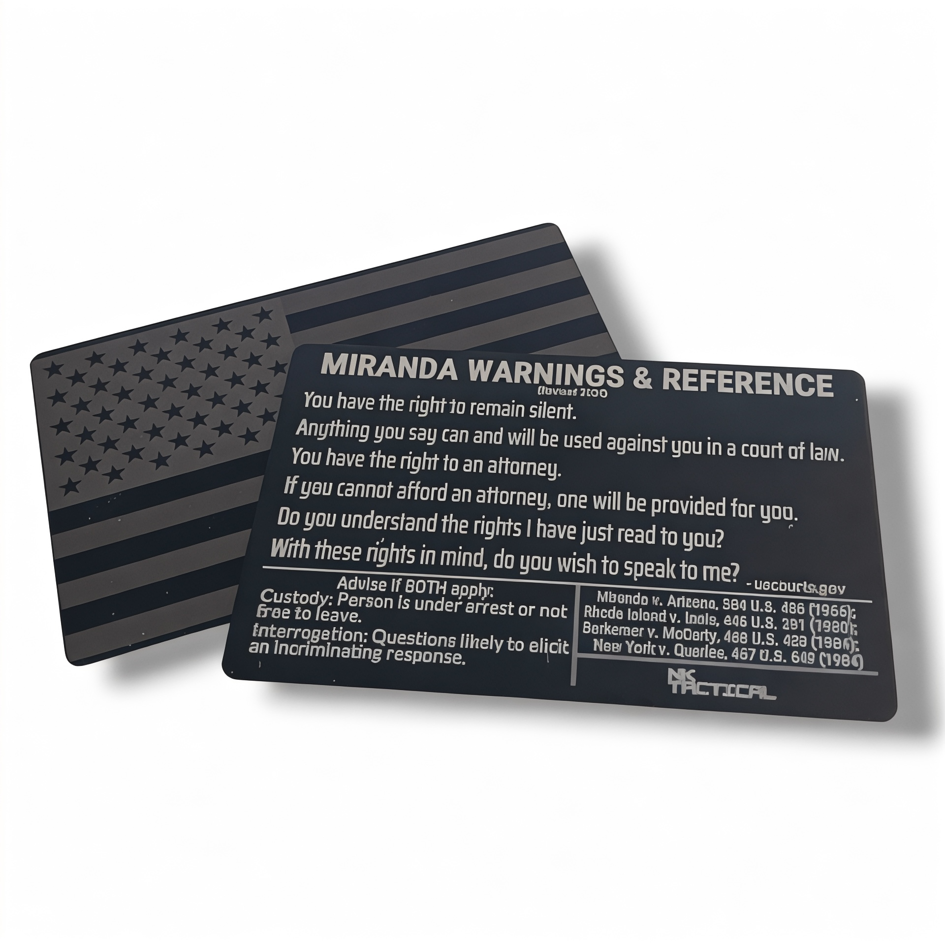 Metal Miranda Warnings Card – NK Tactical