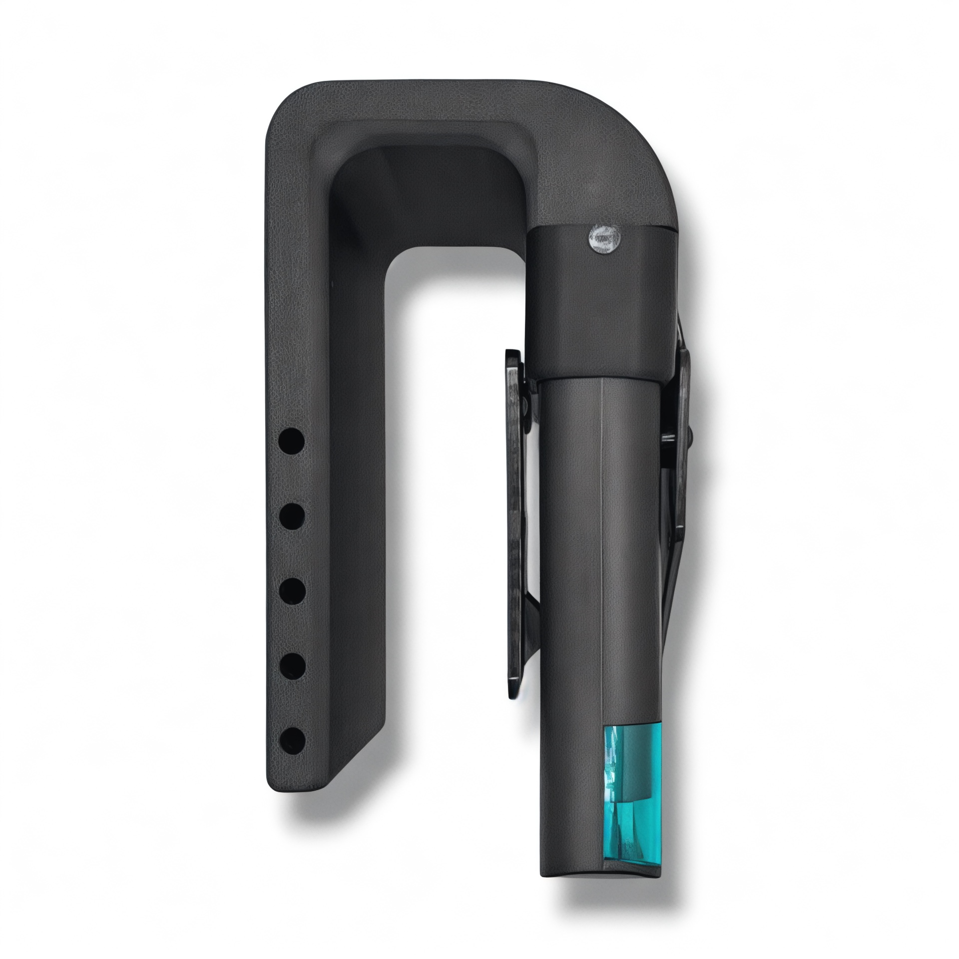 Side profile of the NK Tactical VestFlow vest-mounted cooling fan showing the airflow arm, mounting clip, and blue lower housing.