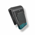 Angled view of the NK Tactical VestFlow vest cooling fan showing its low-profile black housing, intake grille, and vest mounting arm.