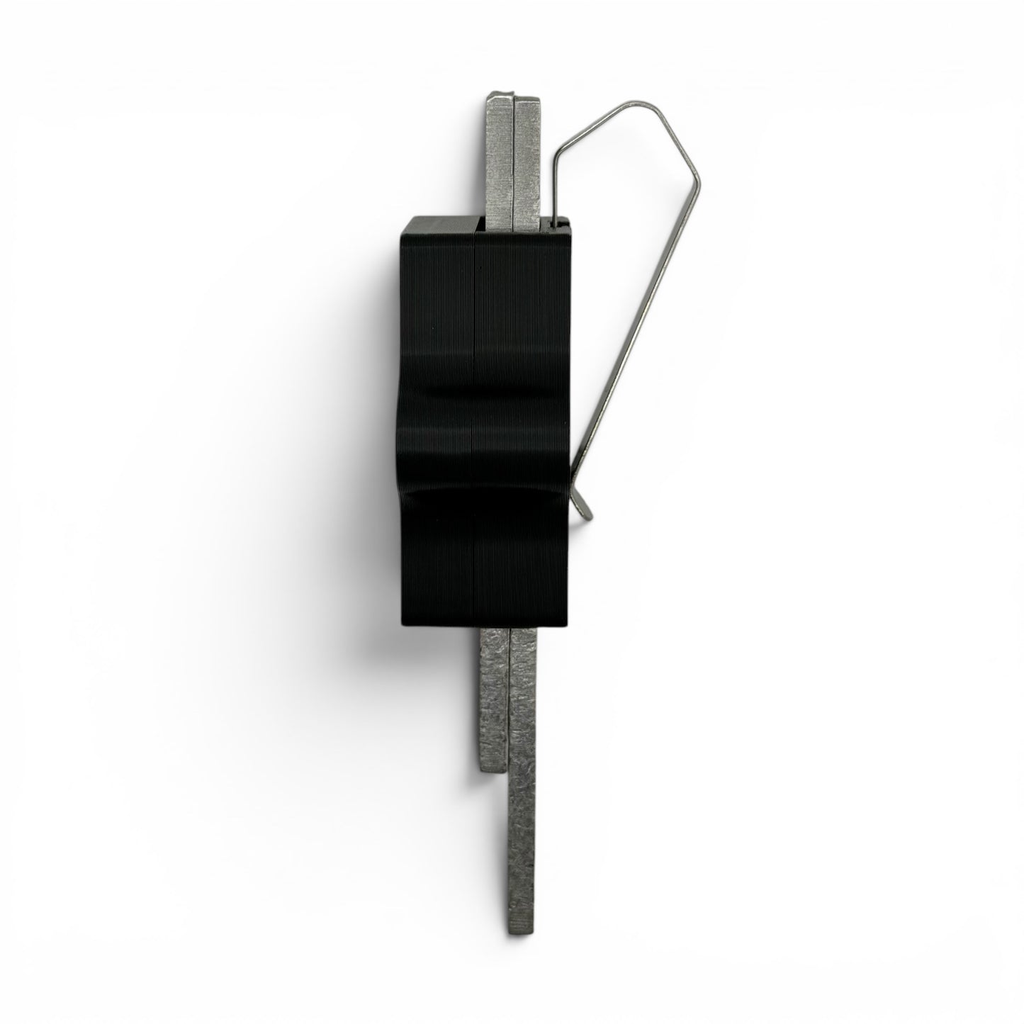 Side profile of police radar tuning fork visor holder securely storing two radar forks