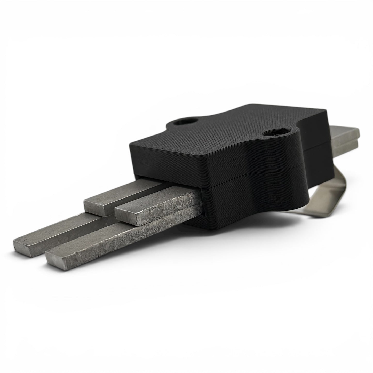 Police radar tuning fork visor holder with two radar forks secured in black NK Tactical holder