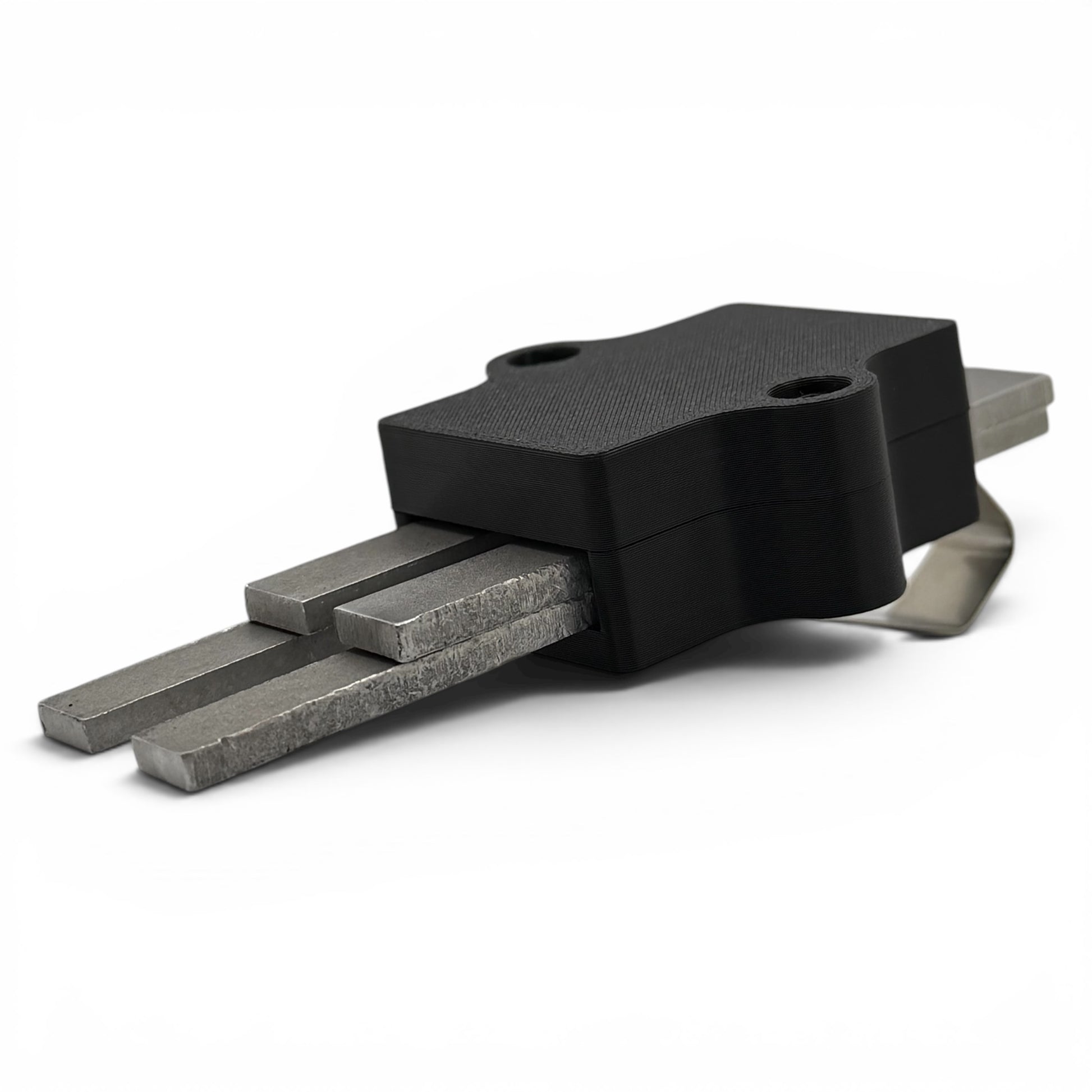 Police radar tuning fork visor holder with two radar forks secured in black NK Tactical holder