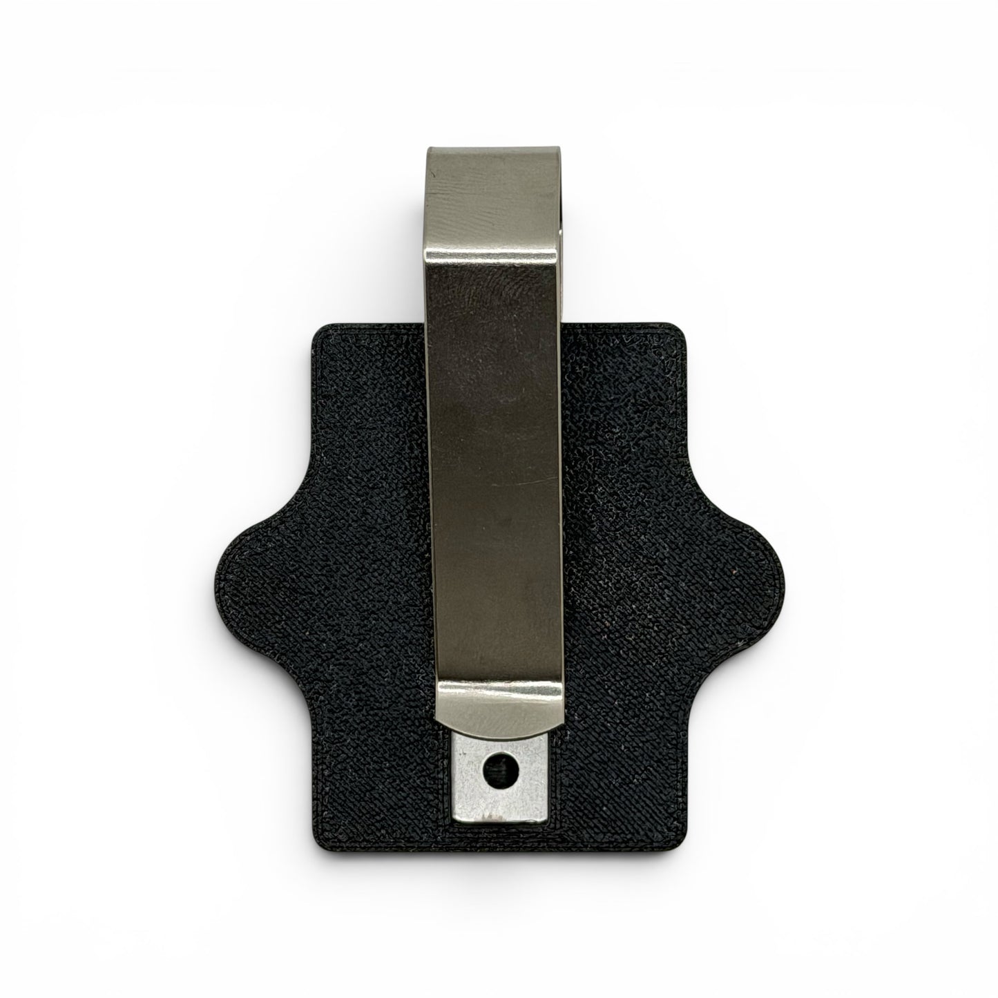 Back view of police radar tuning fork visor holder with spring stainless steel visor clip
