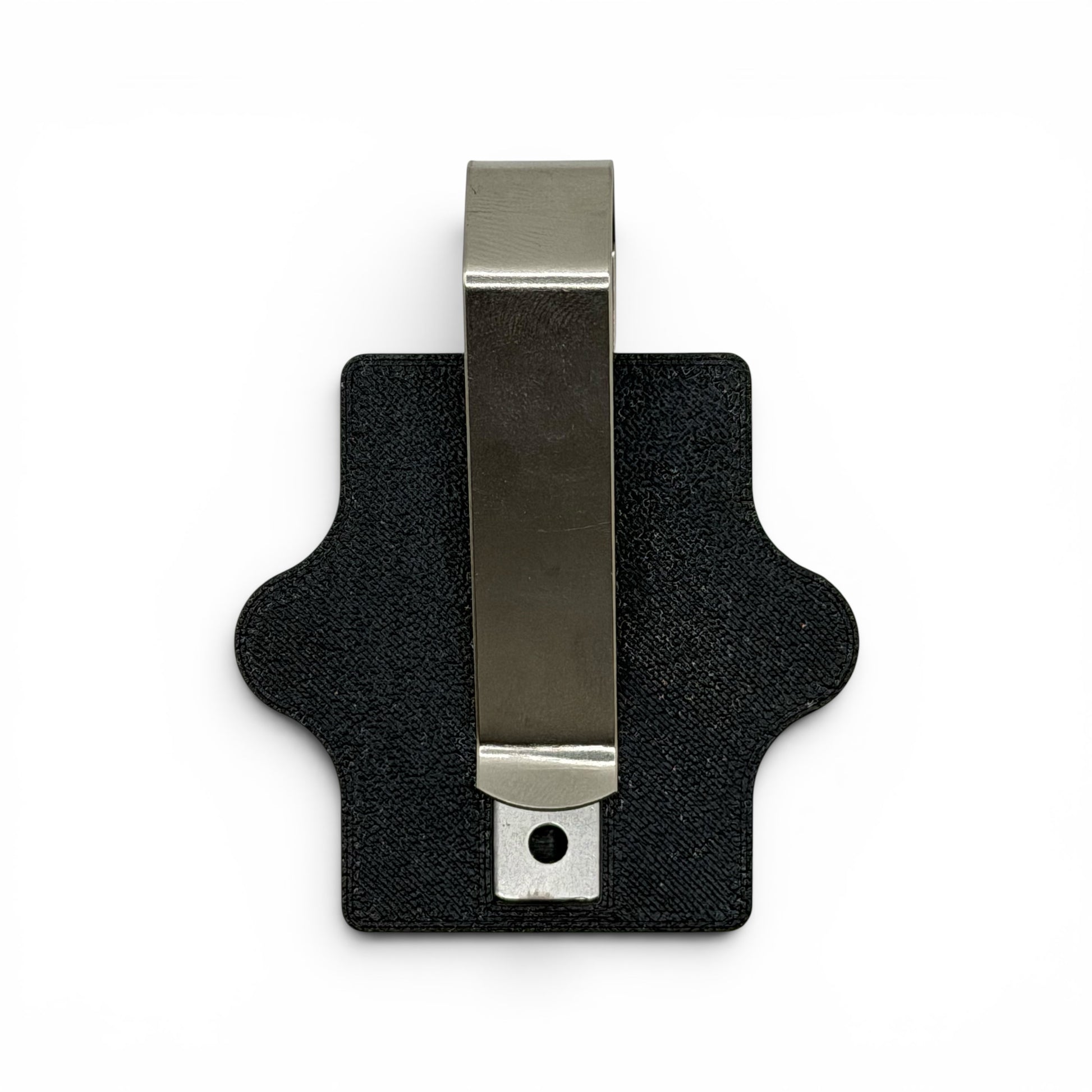 Back view of police radar tuning fork visor holder with spring stainless steel visor clip